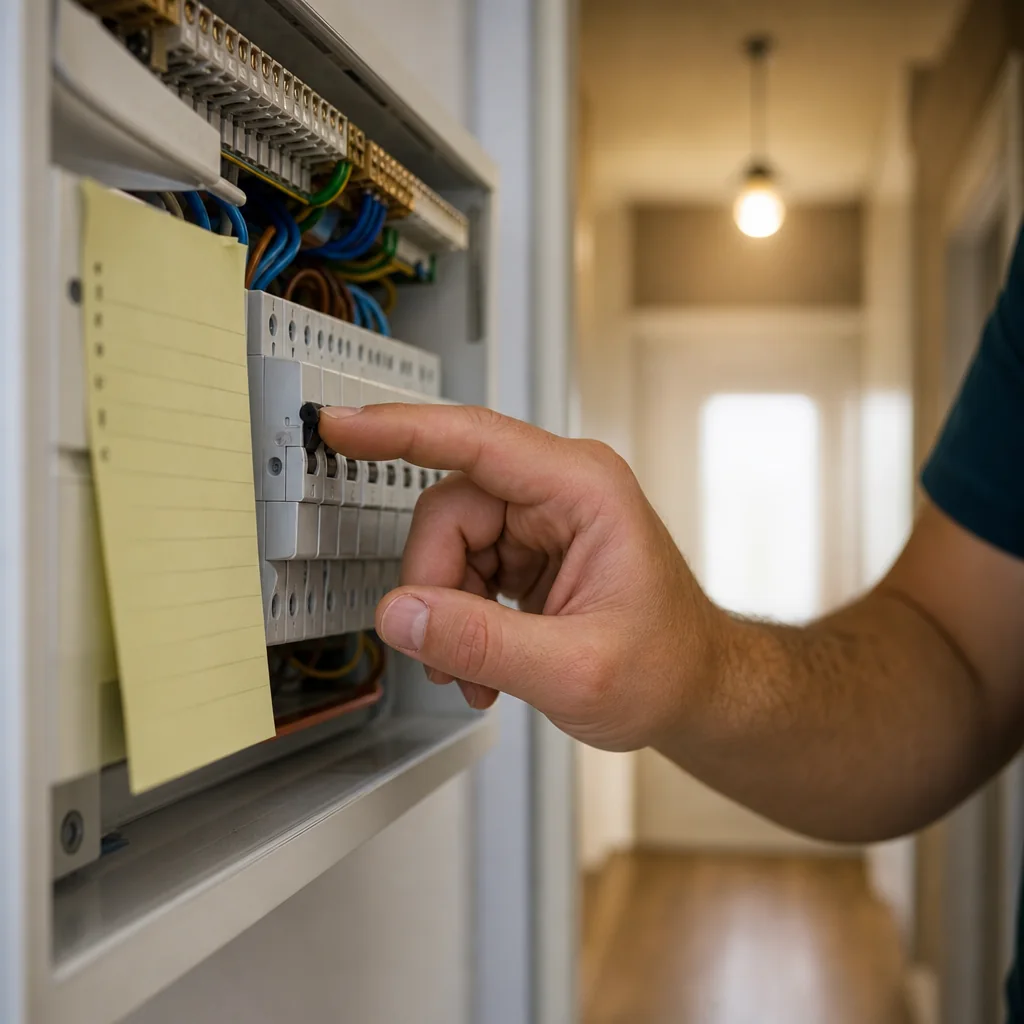 Hand switching on a breaker that keeps tripping inside a consumer unit