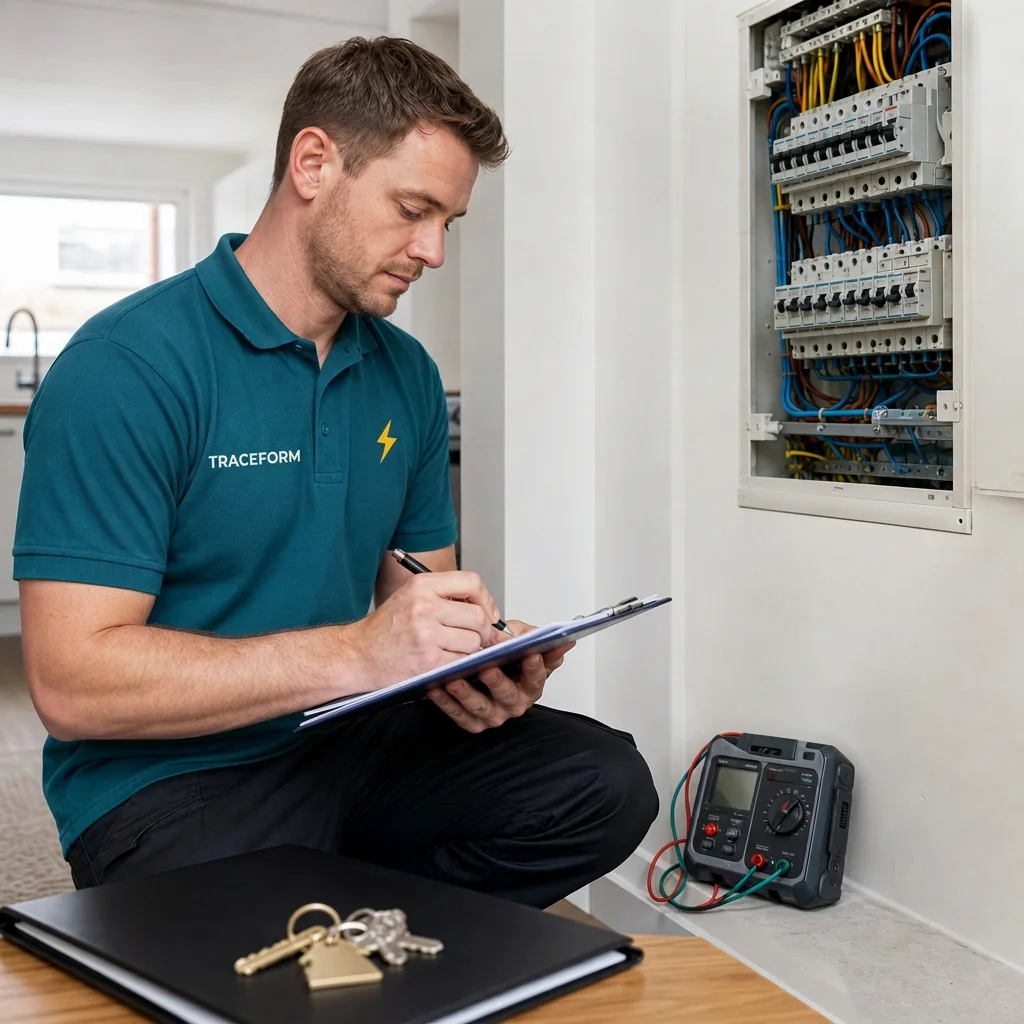 TRACEFORM electrician recording electrical inspection and test readings