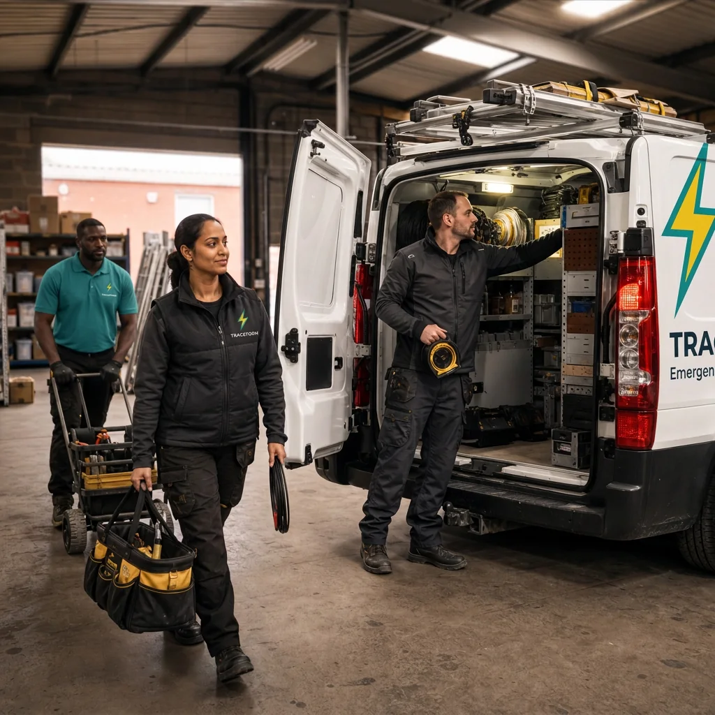 TRACEFORM team loading tools into the back of a liveried van