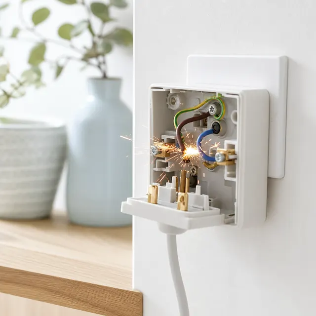 Arcing at a terminal inside an open wall socket