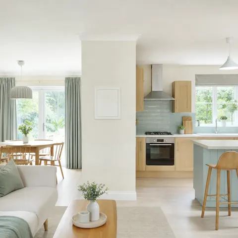 Kitchen with the oven and hob switched off after a trip