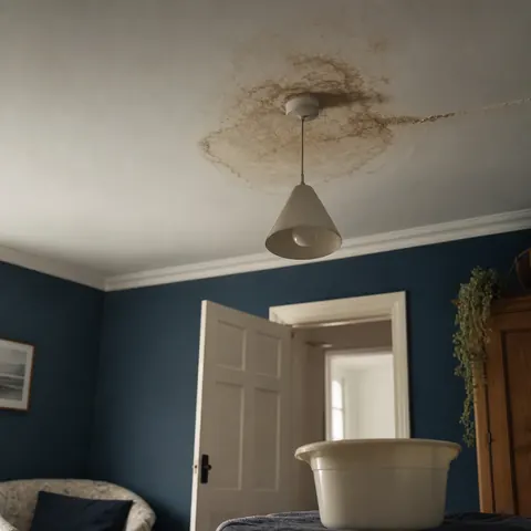 Water stain around a ceiling pendant light