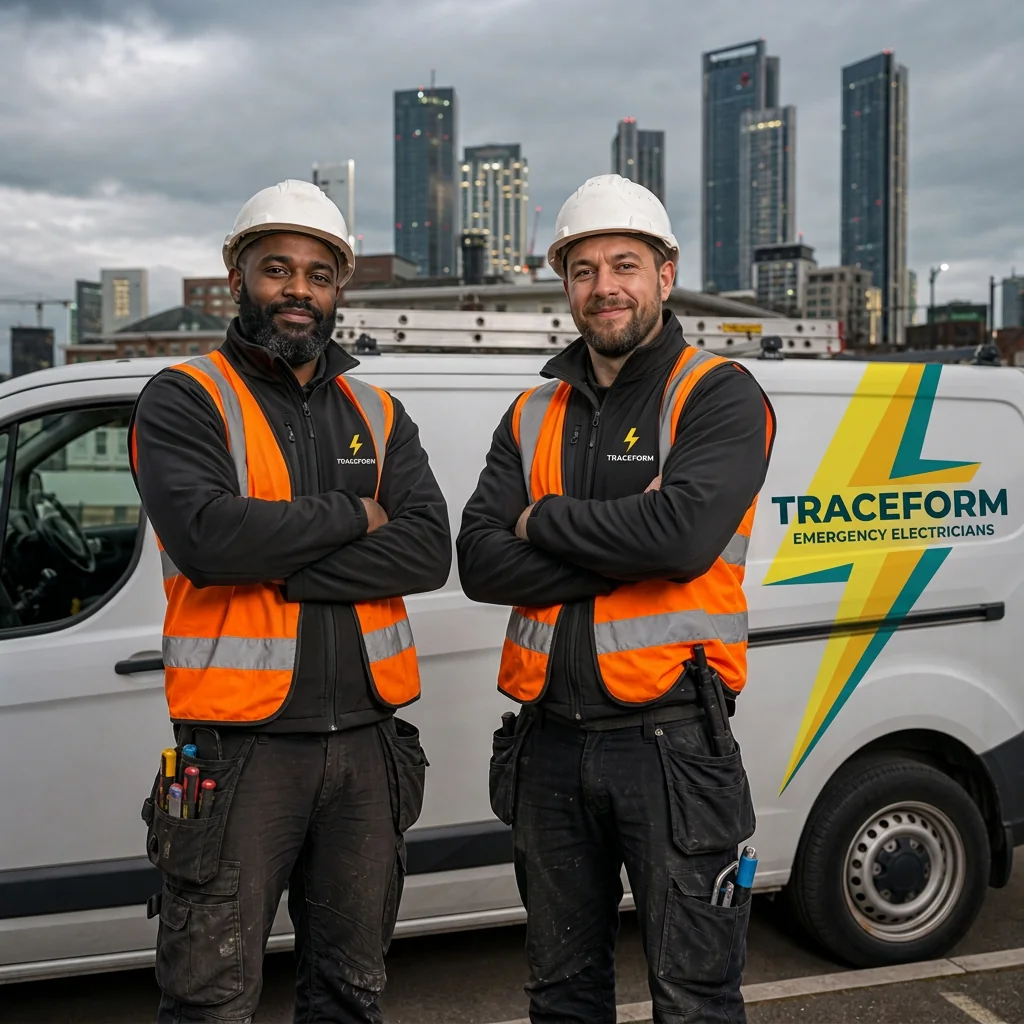 TRACEFORM electricians beside the van