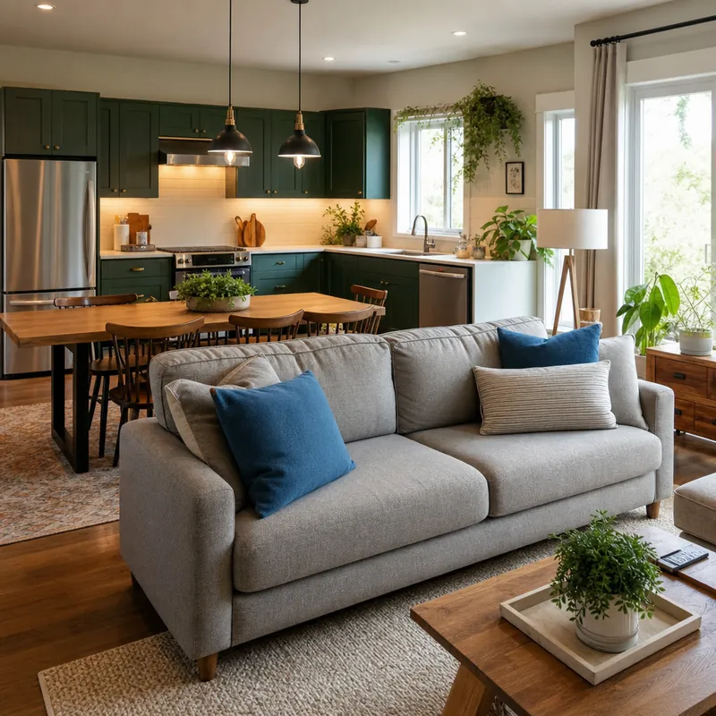 Bright open-plan kitchen and living room in a Manchester home