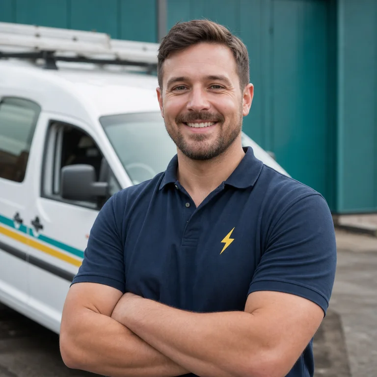 TRACEFORM electrician beside a branded van